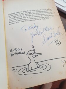 Signed flyleaf of David Dale book